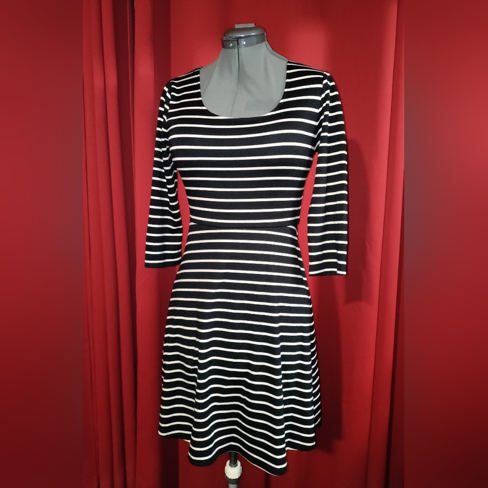 Black and white striped dress